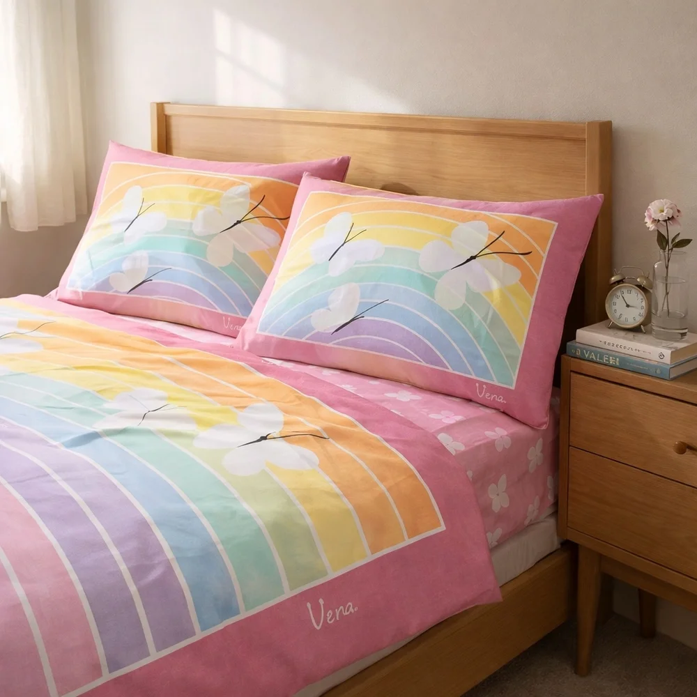 Vera Neumann x Burlington Rainbow Butterfly 4pc Full Sheet Set NWOT